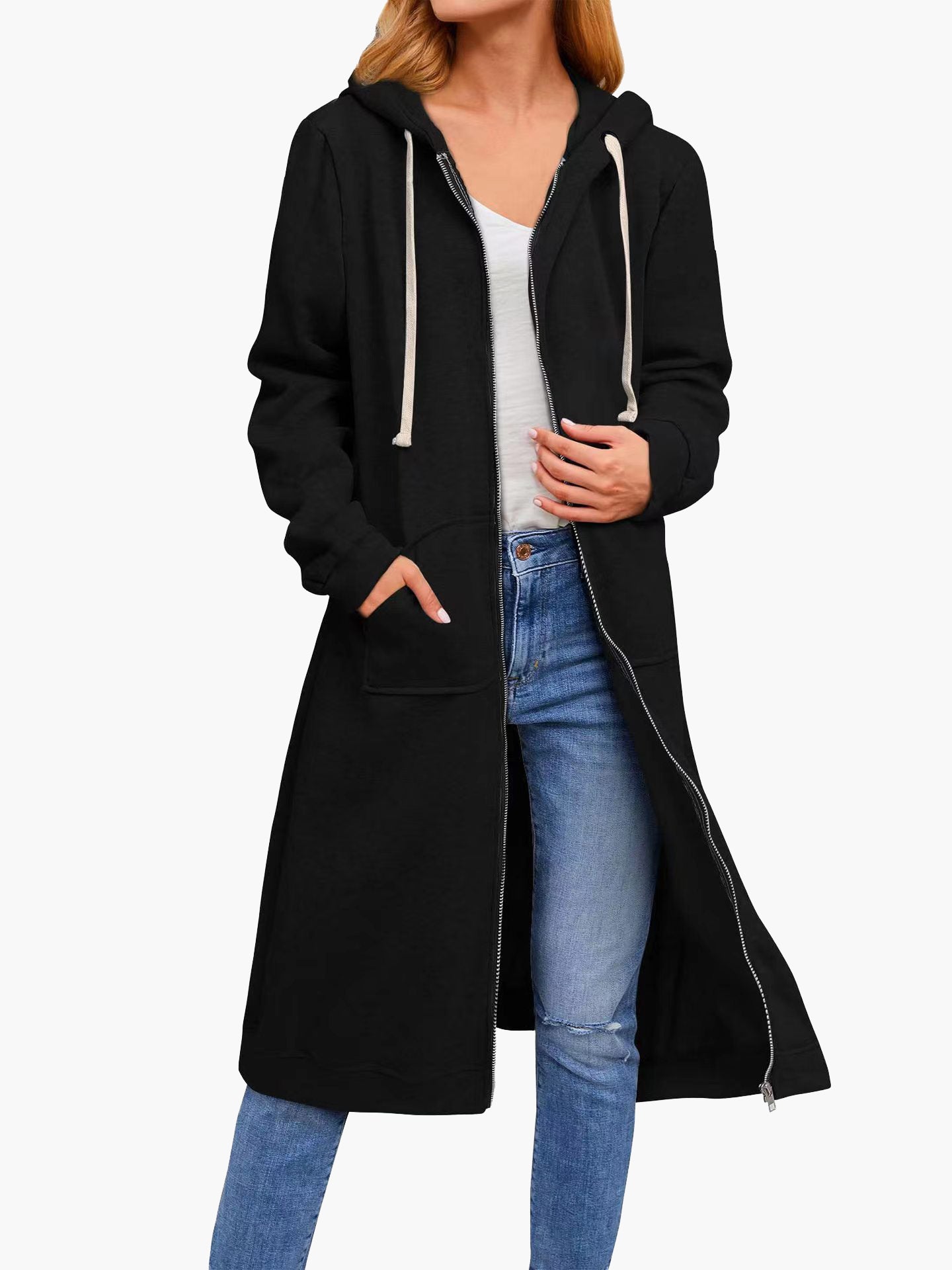 Variant image for Lång Hoodie Dam Isolerad Polyester Mångsidig Design-6