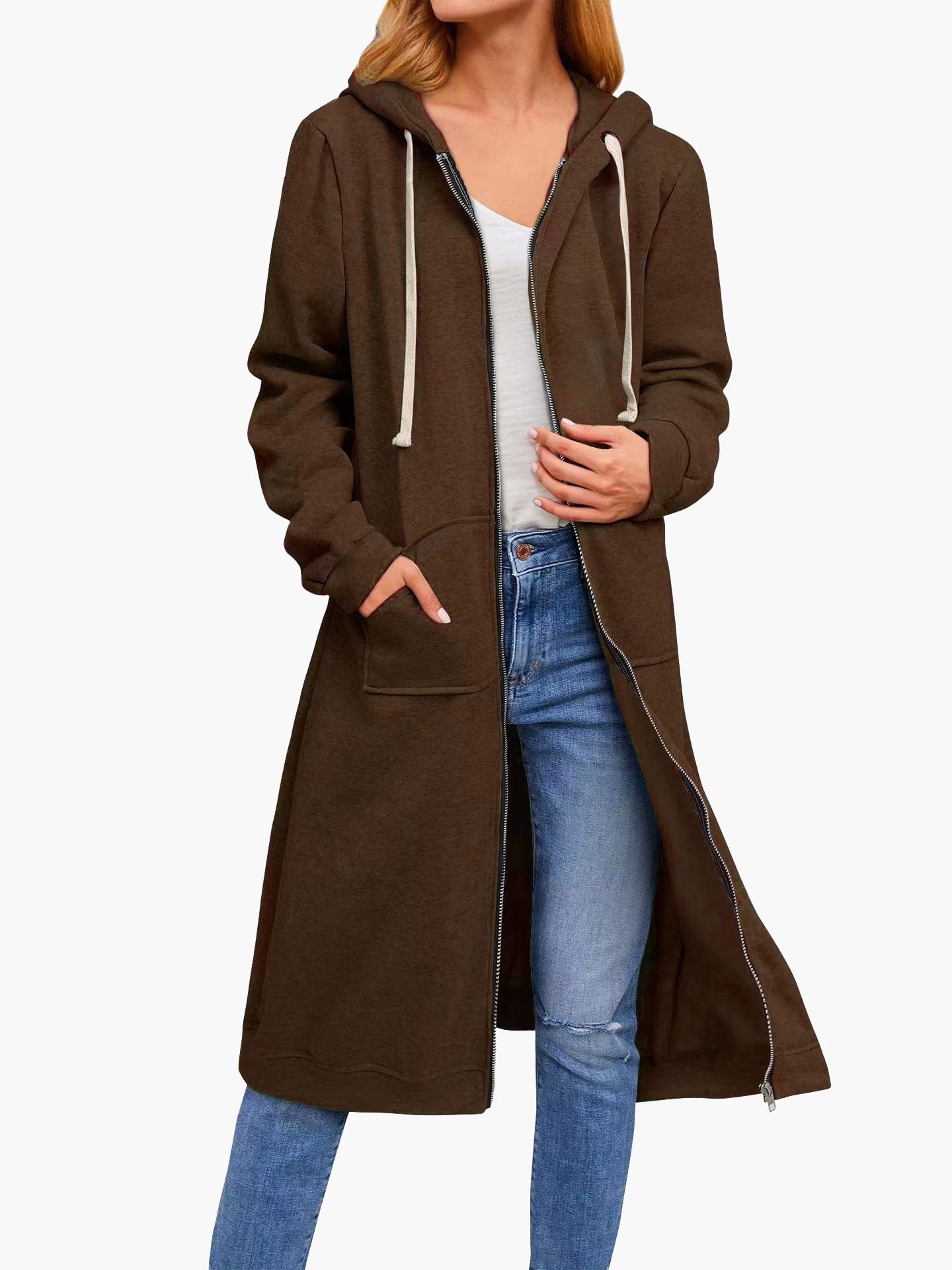 Variant image for Lång Hoodie Dam Isolerad Polyester Mångsidig Design-16