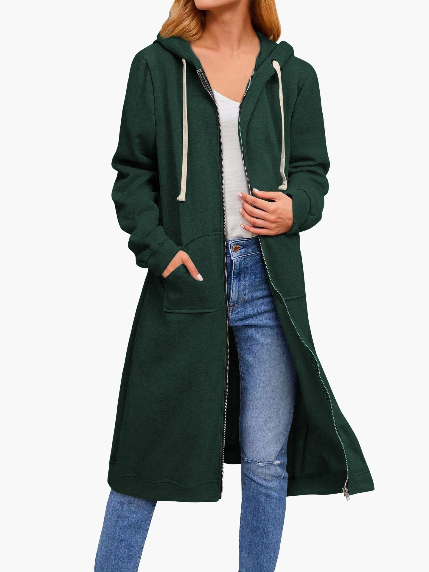 Lång Hoodie Dam Isolerad Polyester Mångsidig Design-5