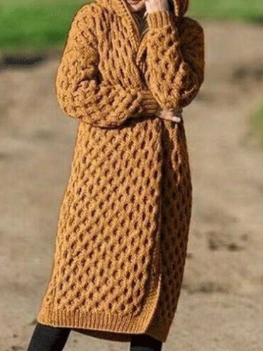 Lång Vinterrock Dam Avslappnad Polyester 3