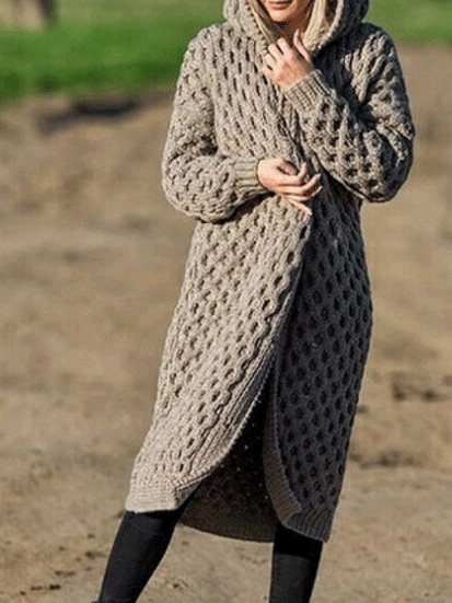 Lång Vinterrock Dam Avslappnad Polyester 2