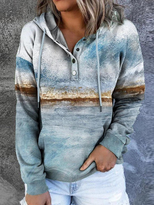 Lång Hoodie Dam Mjuk Bomull Modern Passform-1