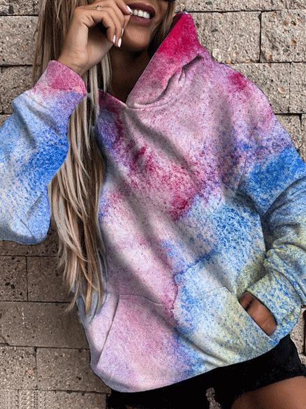 Lång Hoodie Dam Mjuk Bomull Casual-4