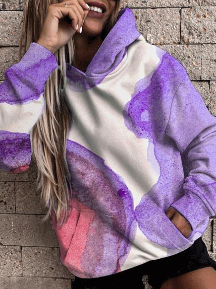 Lång Hoodie Dam Mjuk Bomull Casual-3