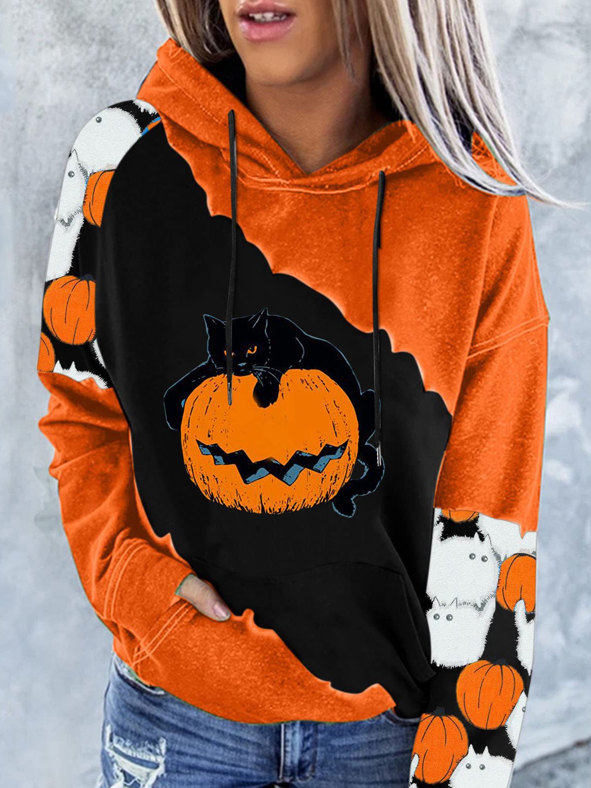 Dam Hoodie Avslappnad Passform 100% Bomull-3