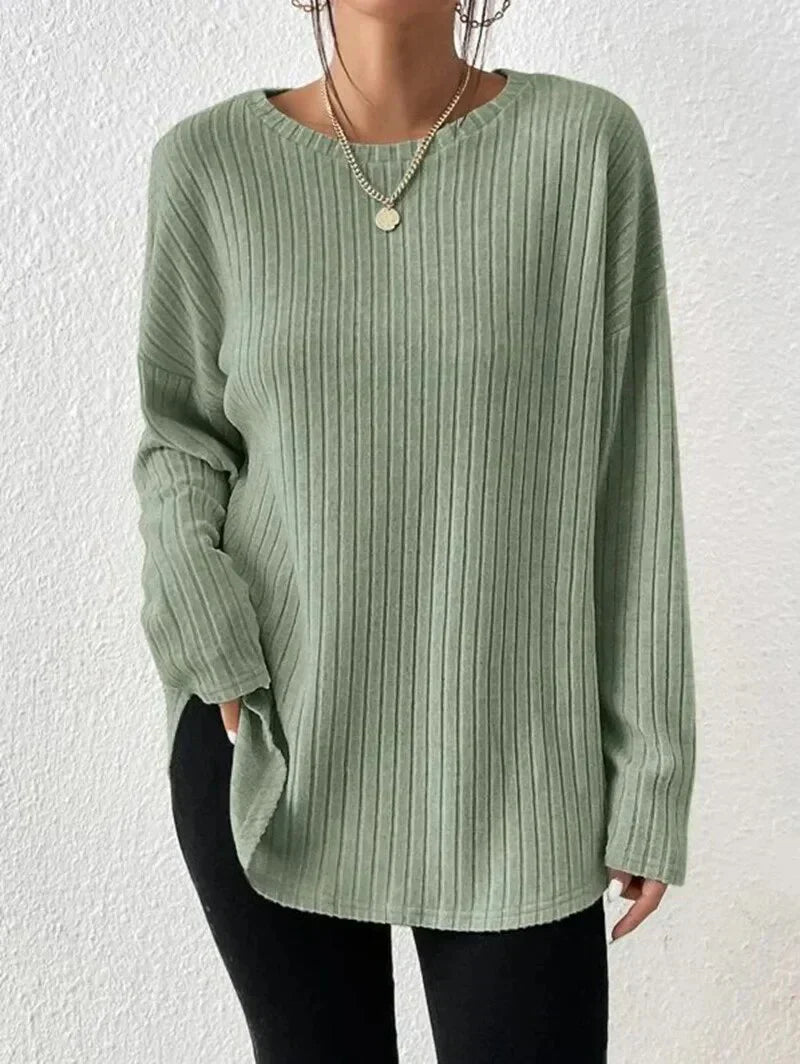Dam Cardigan Mjuk Avslappnad Pitstrip Stickad-2