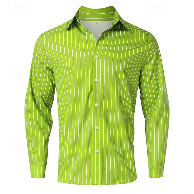 Herrskjorta Klassisk Randig 100% Bomull Elegant Stil-6