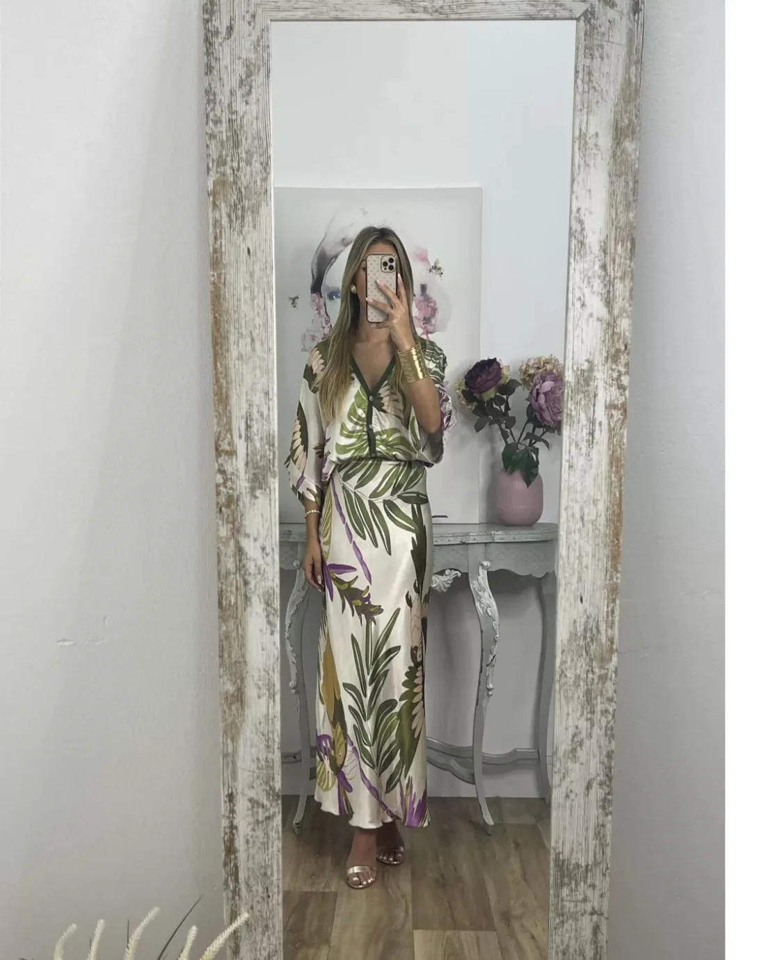 Dam Blommig Klänning Lång Siden 5