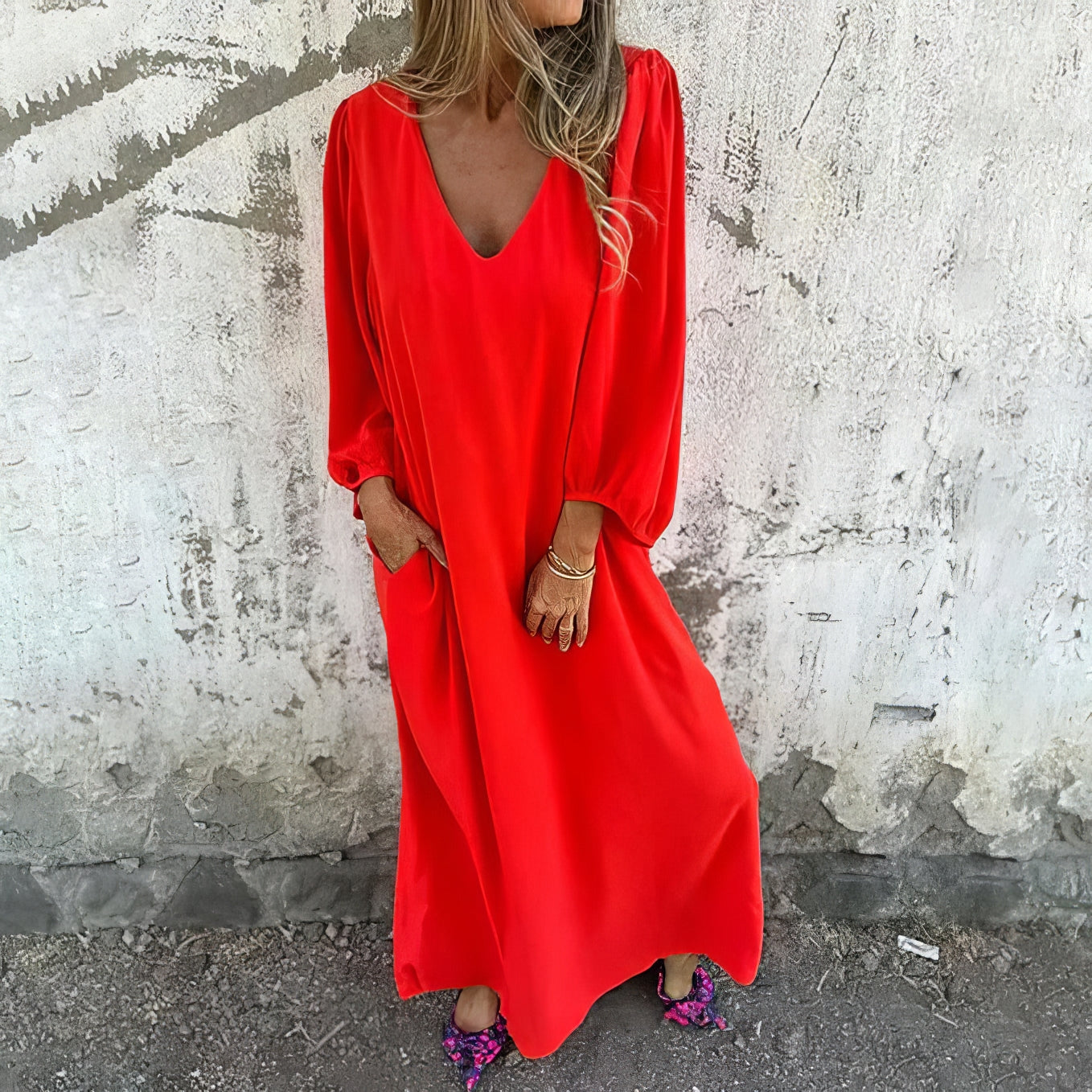 Variant image for Maxiklänning Dam Boho Stil Lätt Bomull för Sommar-13