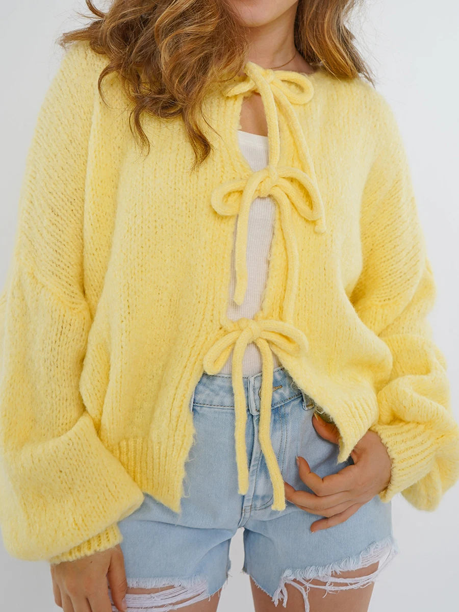 Variant image for Dam Cardigan med Loopdetaljer Mjuk Värmande Material-5