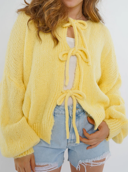 Variant image for Dam Cardigan med Loopdetaljer Mjuk Värmande Material-5