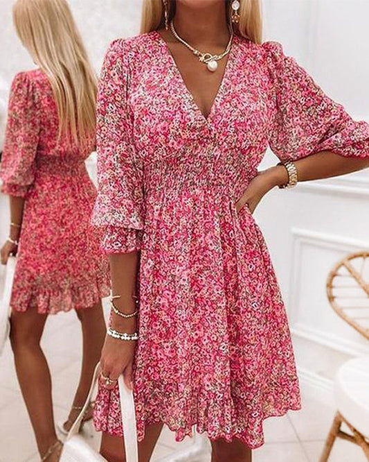 Maxiklänning Dam Boho V-ringning Lätt Material för Sommar-1