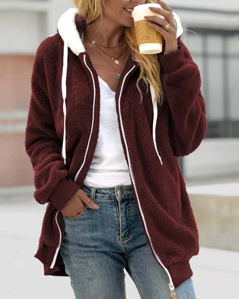 Variant image for Damjacka Överdimensionerad V-ringning Mjukt Stickat Tyg-57