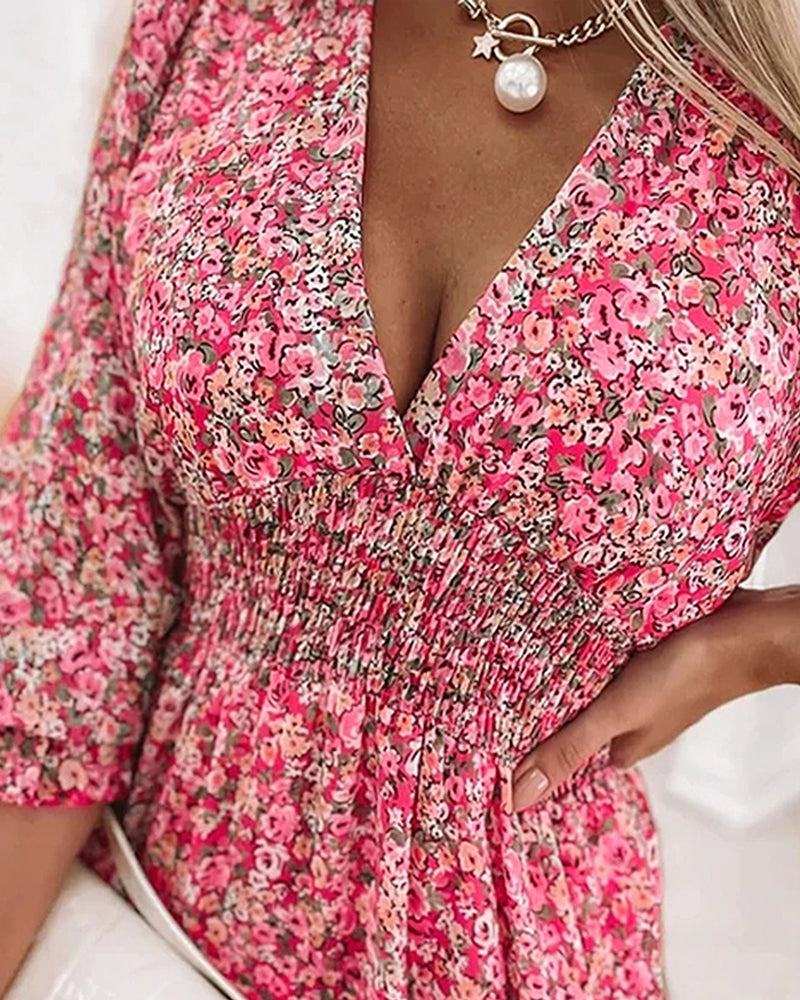 Maxiklänning Dam Boho V-ringning Lätt Material för Sommar-4