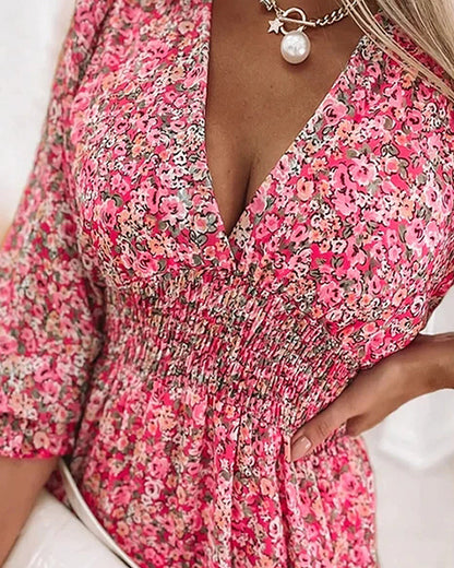 Maxiklänning Dam Boho V-ringning Lätt Material för Sommar-4
