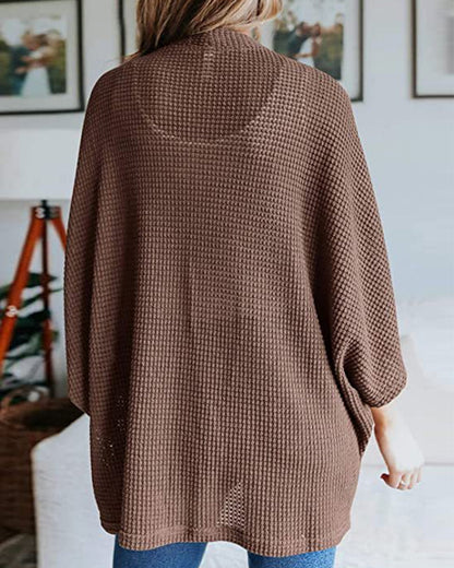 Ribbad Cardigan Dam med 3/4 Ärmar i Polyester – Elegant och Bekväm för Vardagsbruk 6