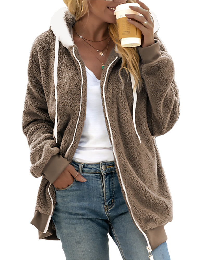 Damjacka Mjuk Stickad Relaxed Fit med Huva 4