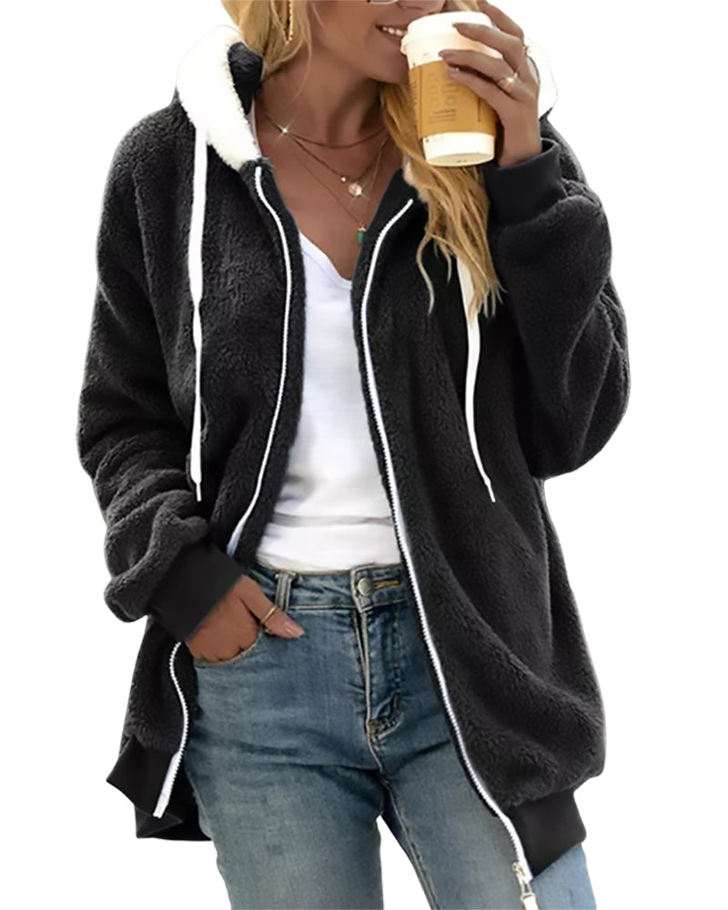 Lång Hoodie Dam Med Huva Av 100% Polyester - Varm och Avslappnad 5