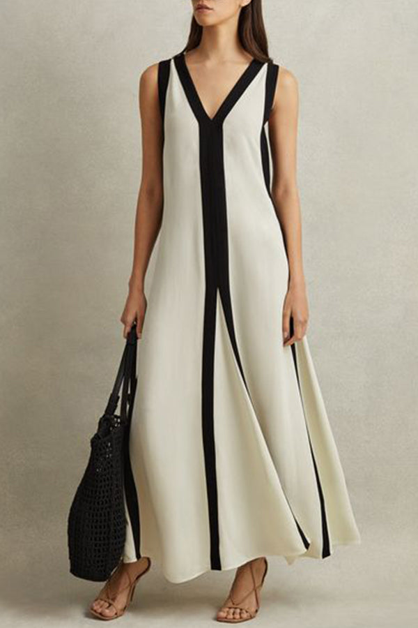 Damklänning Maxi Svängstil Polyester för Fina Tillfällen-4