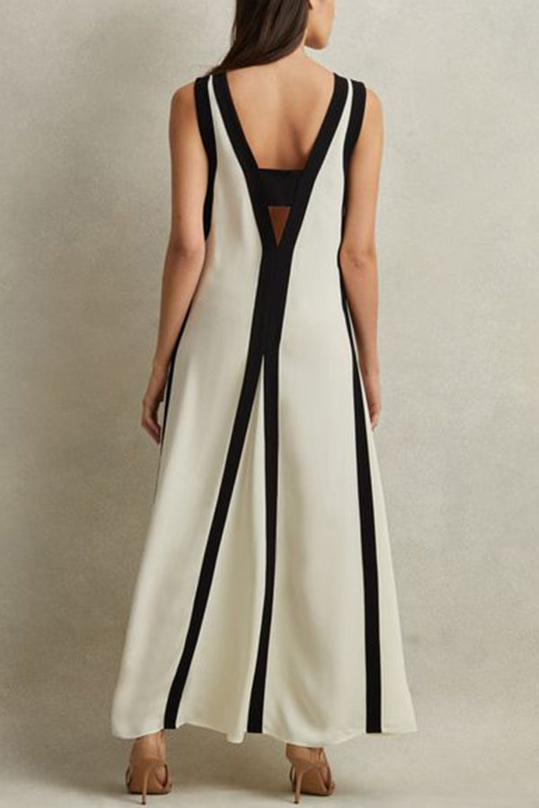 Damklänning Maxi Svängstil Polyester för Fina Tillfällen-5
