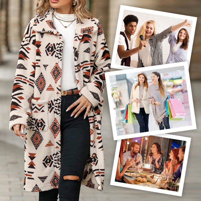 Dam Kappa Klassisk med Lapeltryck Polyester-2