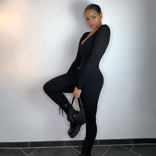 Dam Overall Långärmad Avslappnad Polyester Spandex-1