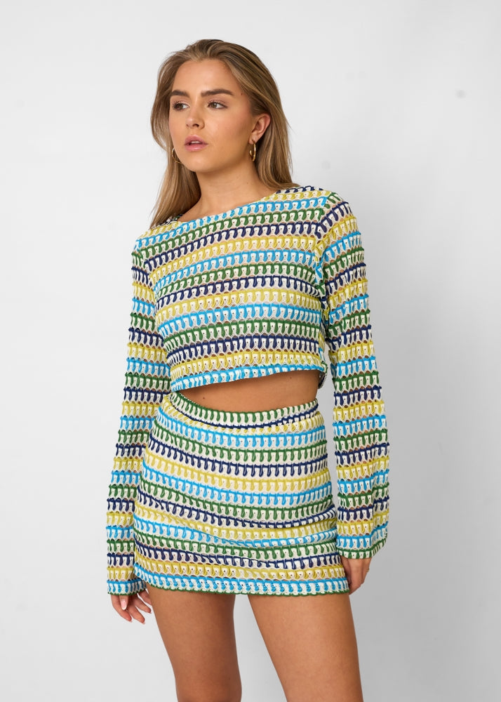 Kvinnors Virkad Skördetopp och Rockuppsättning i Bomull 4