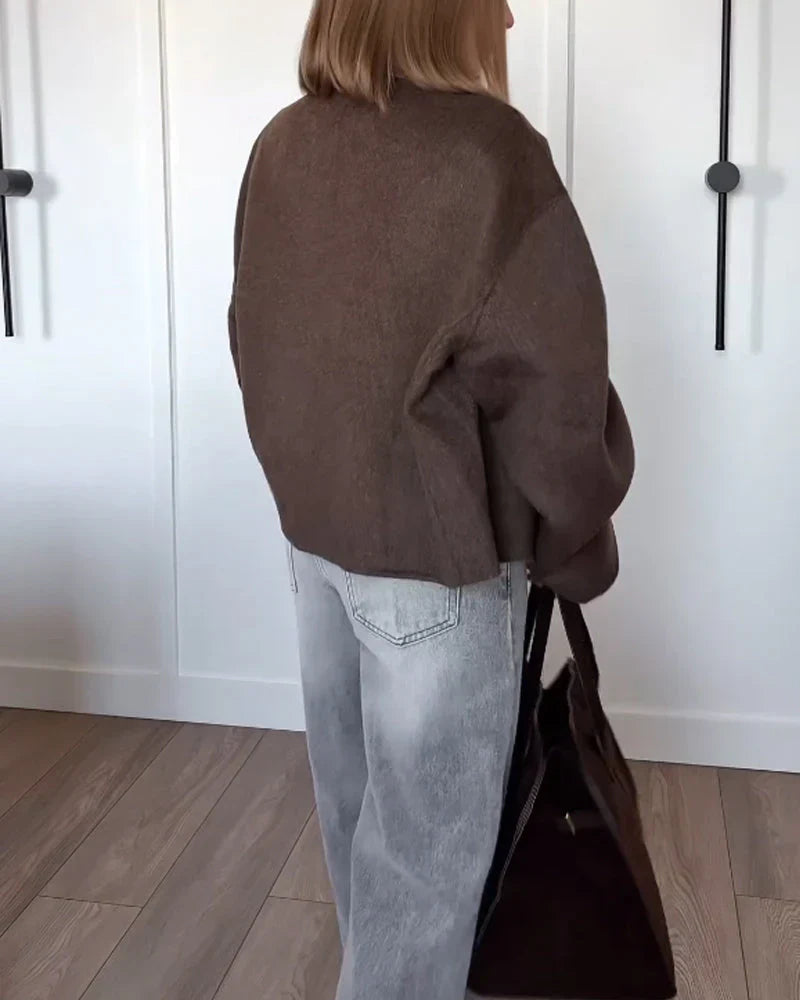 Kvinna Kappa Klassisk Överjacka Högkvalitativt Tyg-3