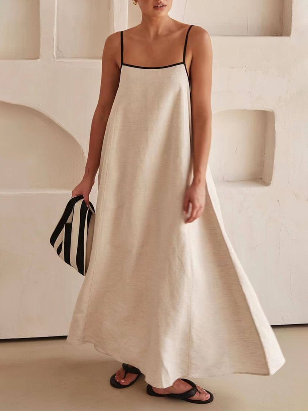 Kvinnors Klänning Avslappnad Passform Elastisk Band Högkvalitativt Tyg-4