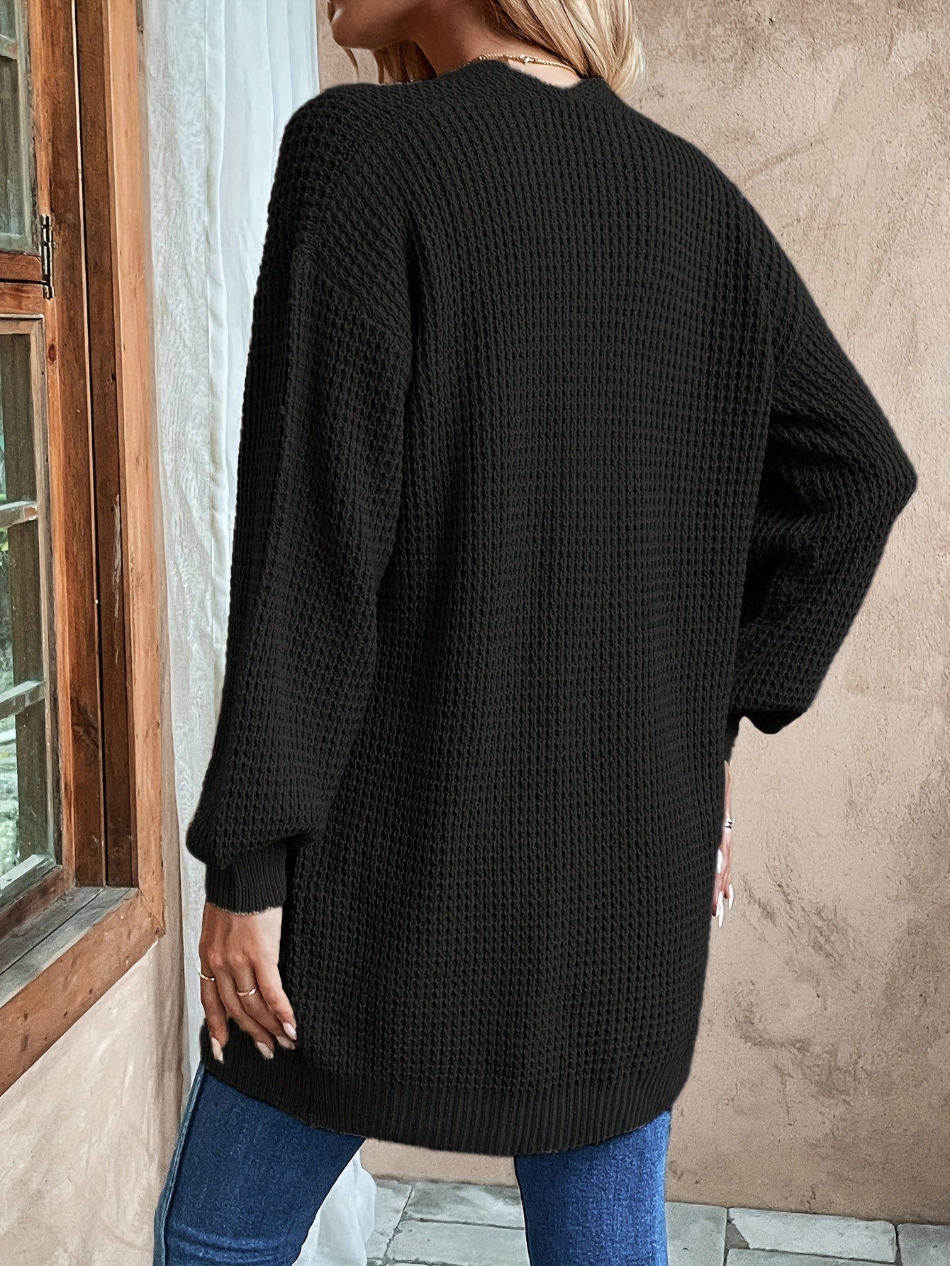 Dam Cardigan Casual Ull Normal Passform Lång Ärmmaterial-3
