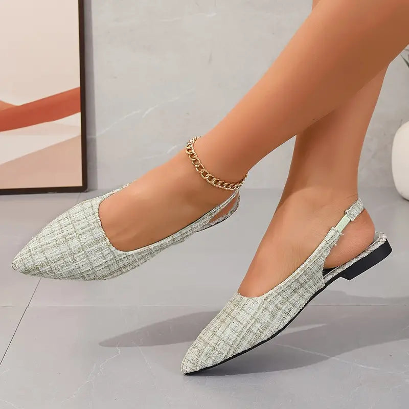 Dam Slingback Skor Spetsig Tå Syntetiskt Material-4