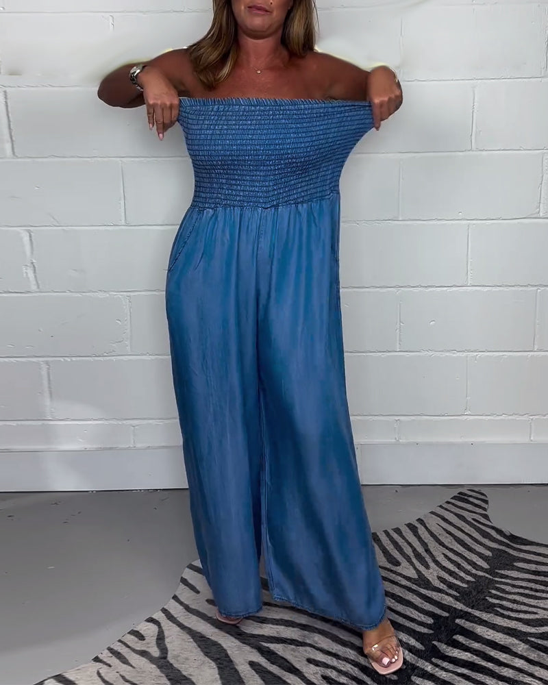 Dam Jumpsuit Ärmlös Modern Polyester med Vikningsdetaljer och Fickor-3