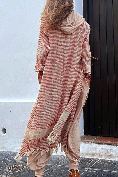 Dam Hoodie Halvknapp Bomullsblandning med Fickor-4