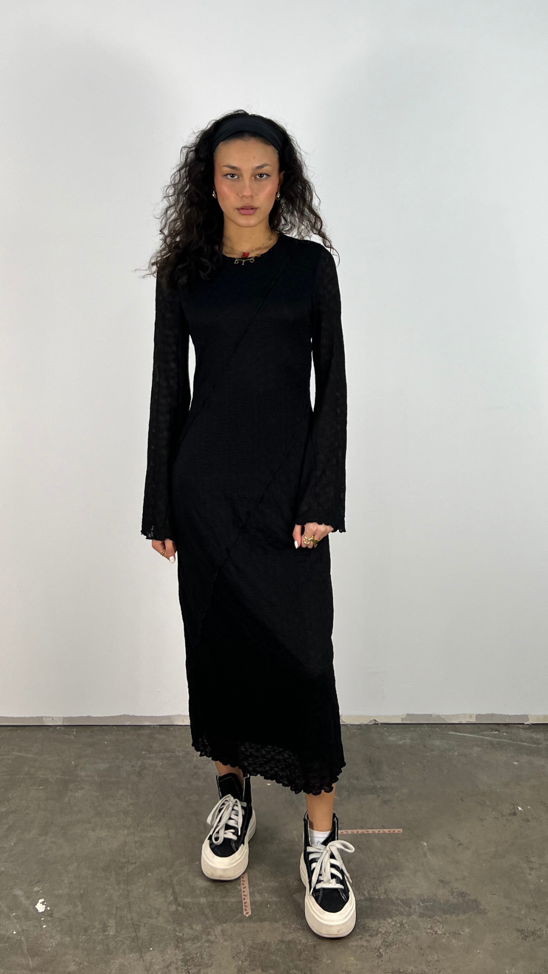 Damklänning Långärmad Ogenomskinlig Polyester Snäv Passform-3