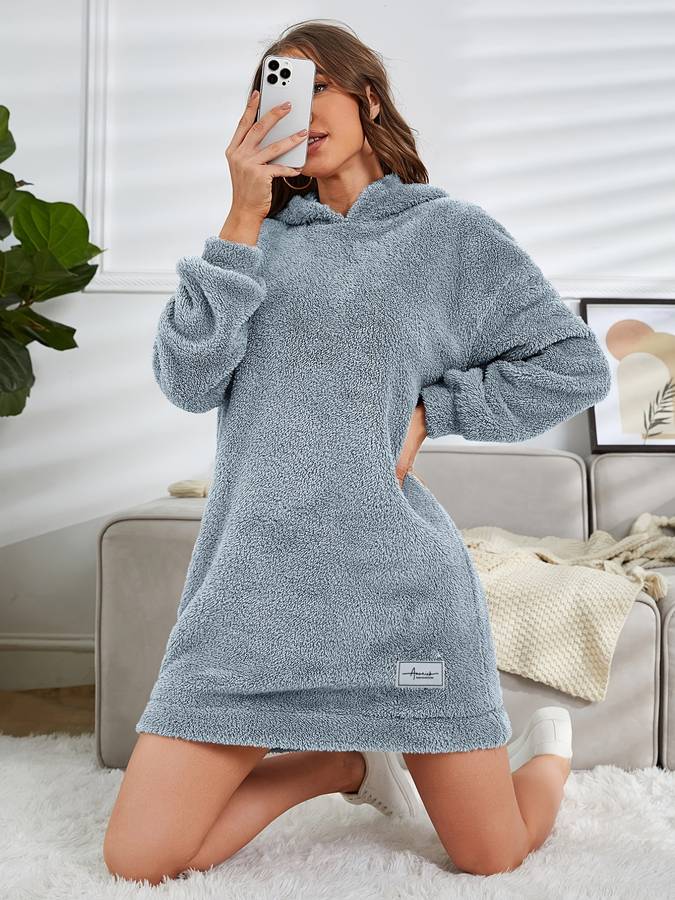 Kvinnors Lätt Bomull Hoodie med Mysig Huva och Löst Snitt – Grå Fritidsplagg för Avslappnade Dagar 7