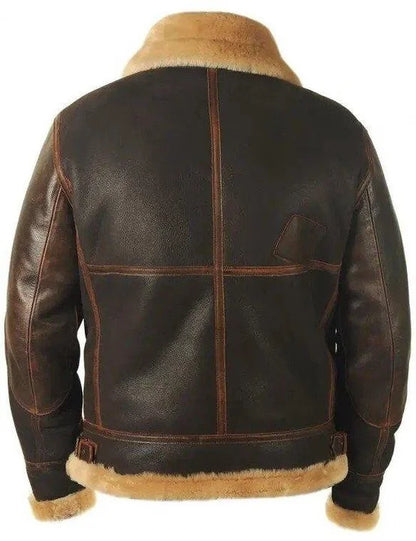 Herr Pilotjacka i Polyester med Syntetiskt Läder, Modern Design och Utsökt Konstgjord Päls-3