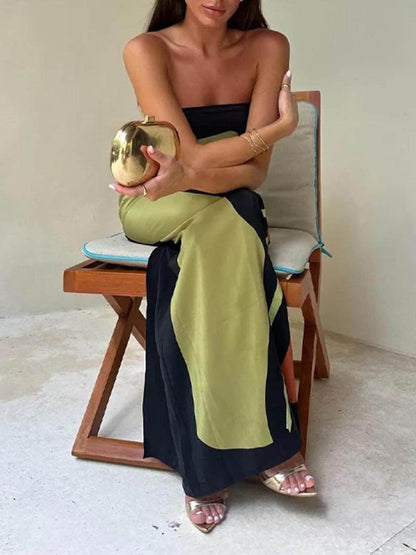 Maxiklänning Dam Stropplös Kreativt Mönster Polyester-2