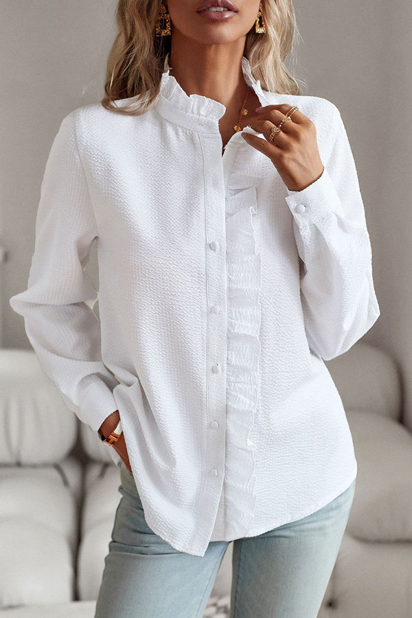 Dam Långärmad Topp Avslappnad Polyester-2