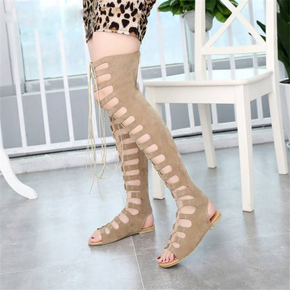 Dam Sandaler T-bundet PU-läder Platt Klack-2