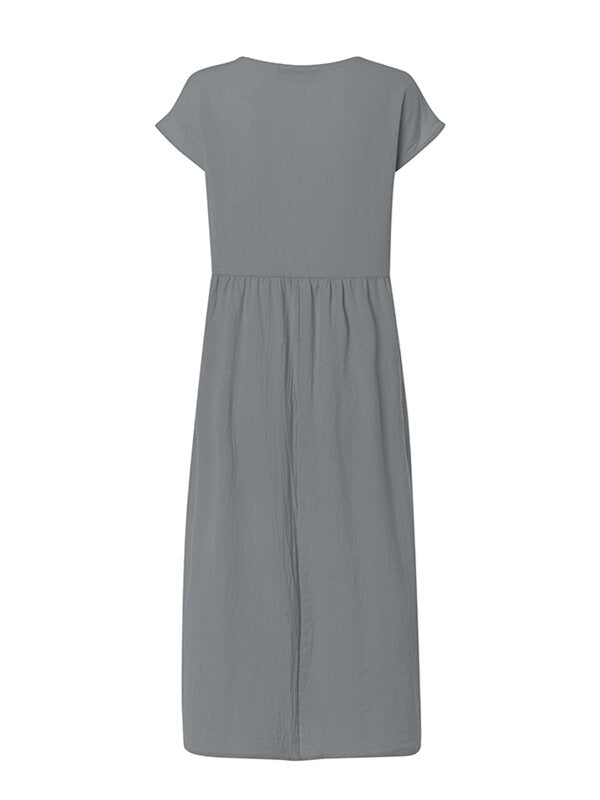 Variant image for Maxiklänning Dam Kortärmad Bomull Sommar Elegant-17