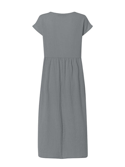 Variant image for Maxiklänning Dam Kortärmad Bomull Sommar Elegant-17
