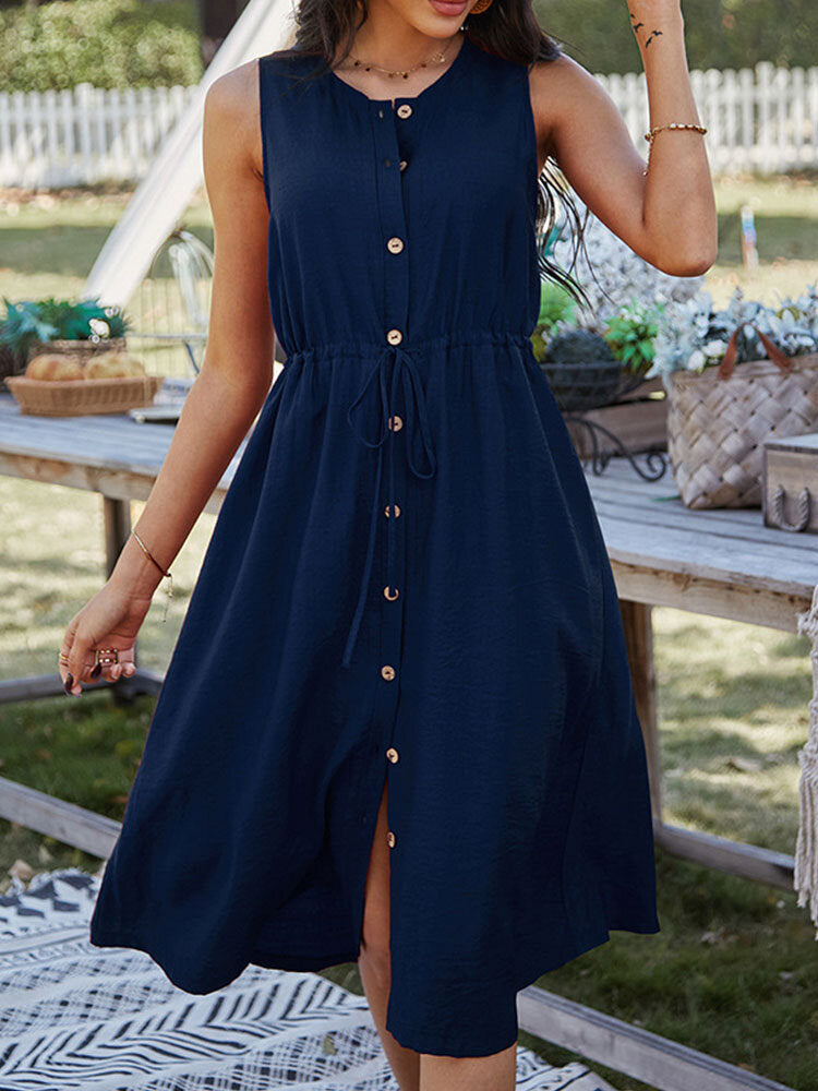 Variant image for Kvinnors Midi-klänning Rund Hals 100% Bomull-17