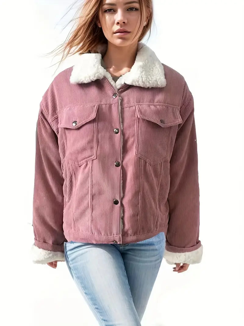 Variant image for Dam Kappa Monokrom med Pälstrim Vinterkappa i Högkvalitativ Polyester-1