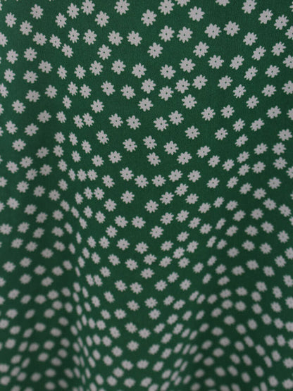 Damklänning Kortärmad Blommönster Polyester Fyrkantig Halsringning-6