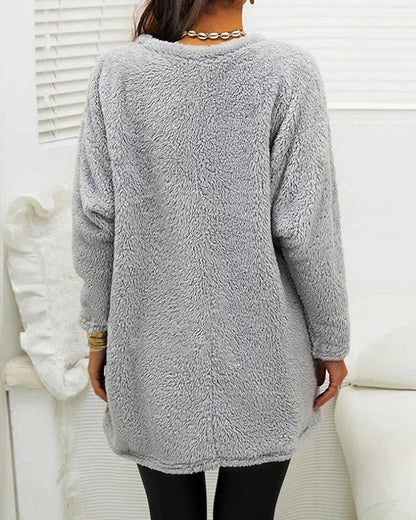 Dam Fleecetröja Rund Halsringning Mjuk Fleece-4
