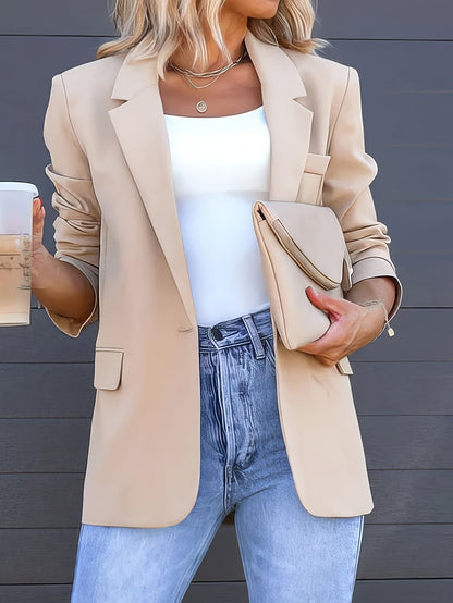 Dam Blazer Reversibel Krage 100% Polyester Casual Lång Ärmar-1