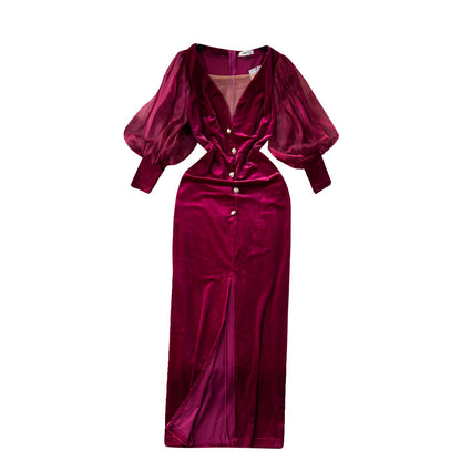 Maxi Klänning Dam Retro Stil Polyester Ärmlös Elegant 5