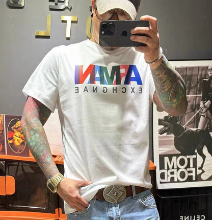 Dam T-shirt Rund Hals Bomull med Tryck för Träning och Avkoppling-1