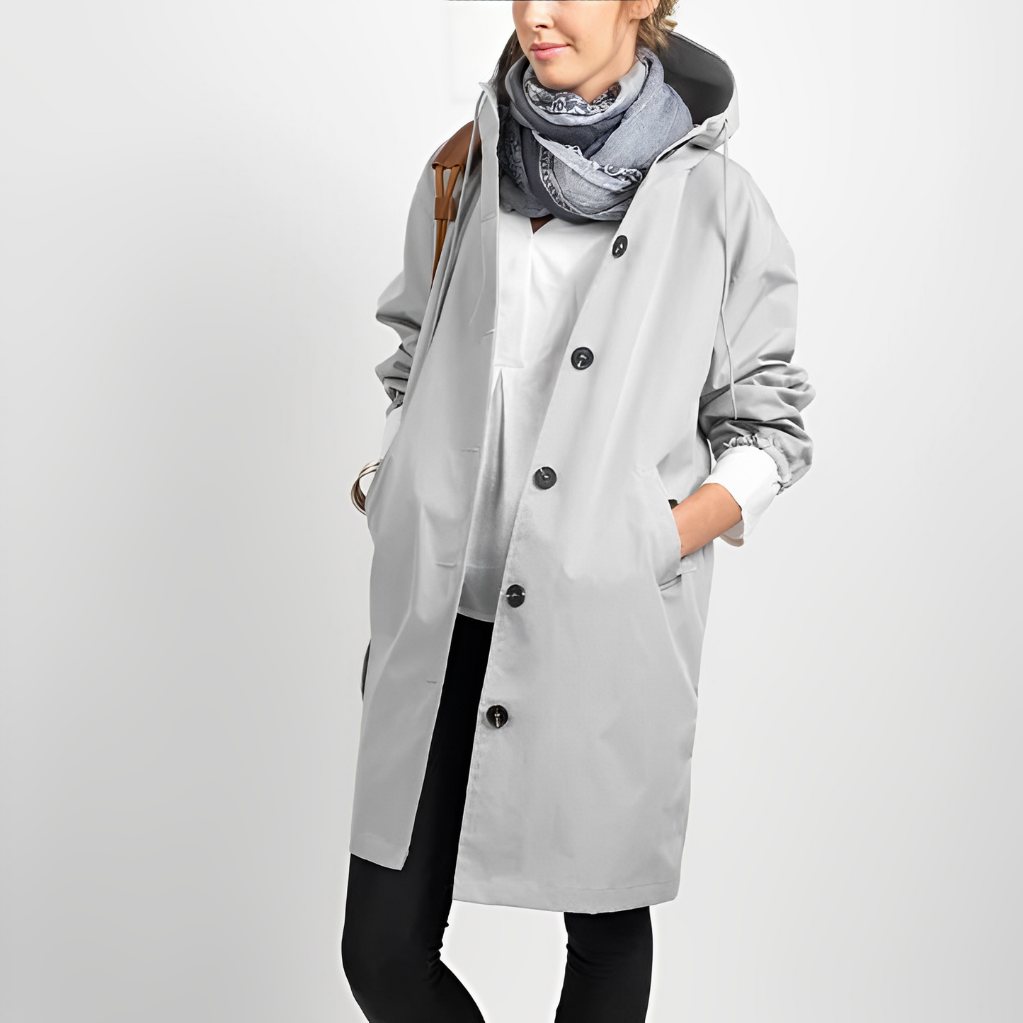 Damjacka Vattentät Vindtät Huvjacka Figurformande Polyester 6