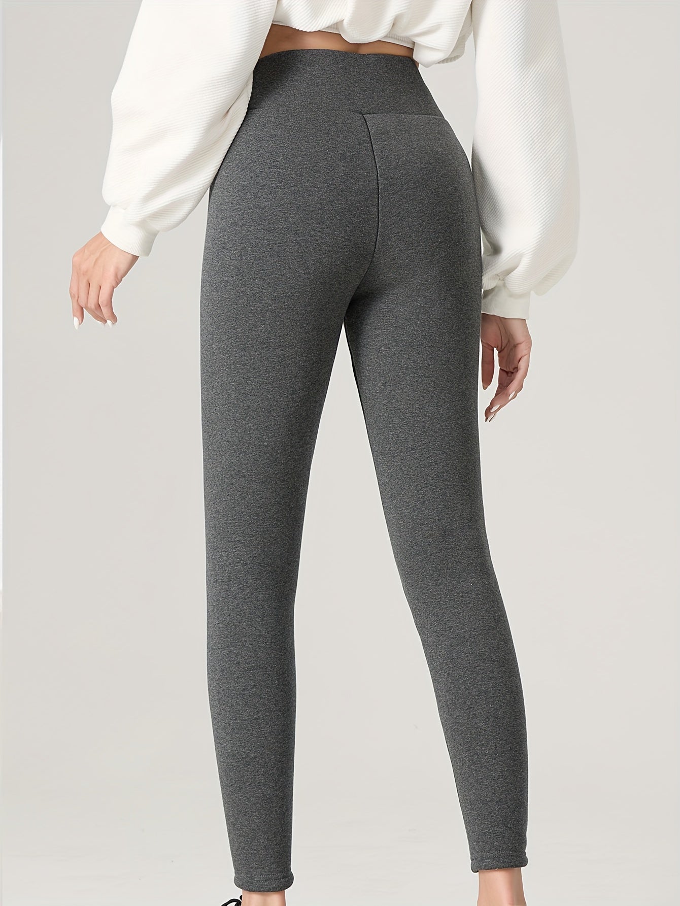 Dam Leggings Slim Fit Värmande Elastiskt Material-2
